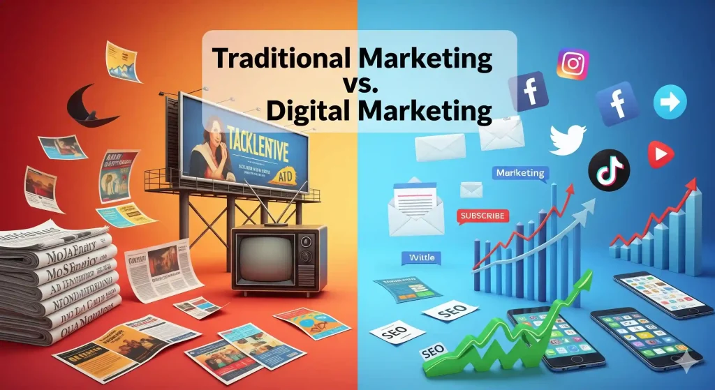 image showing Traditional Marketing vs. Digital Marketing